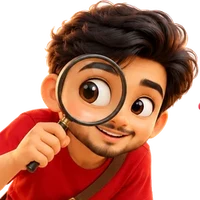 Our guy peering through a magnifying glass