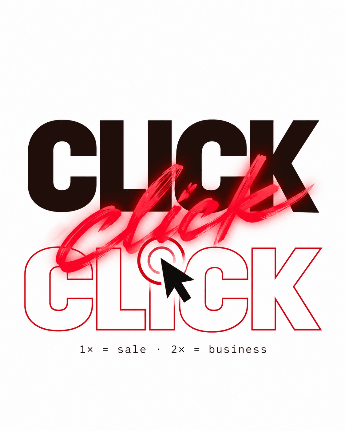 CLICK, then CLICK again with a cursor mid-click: 1× = sale, 2× = business