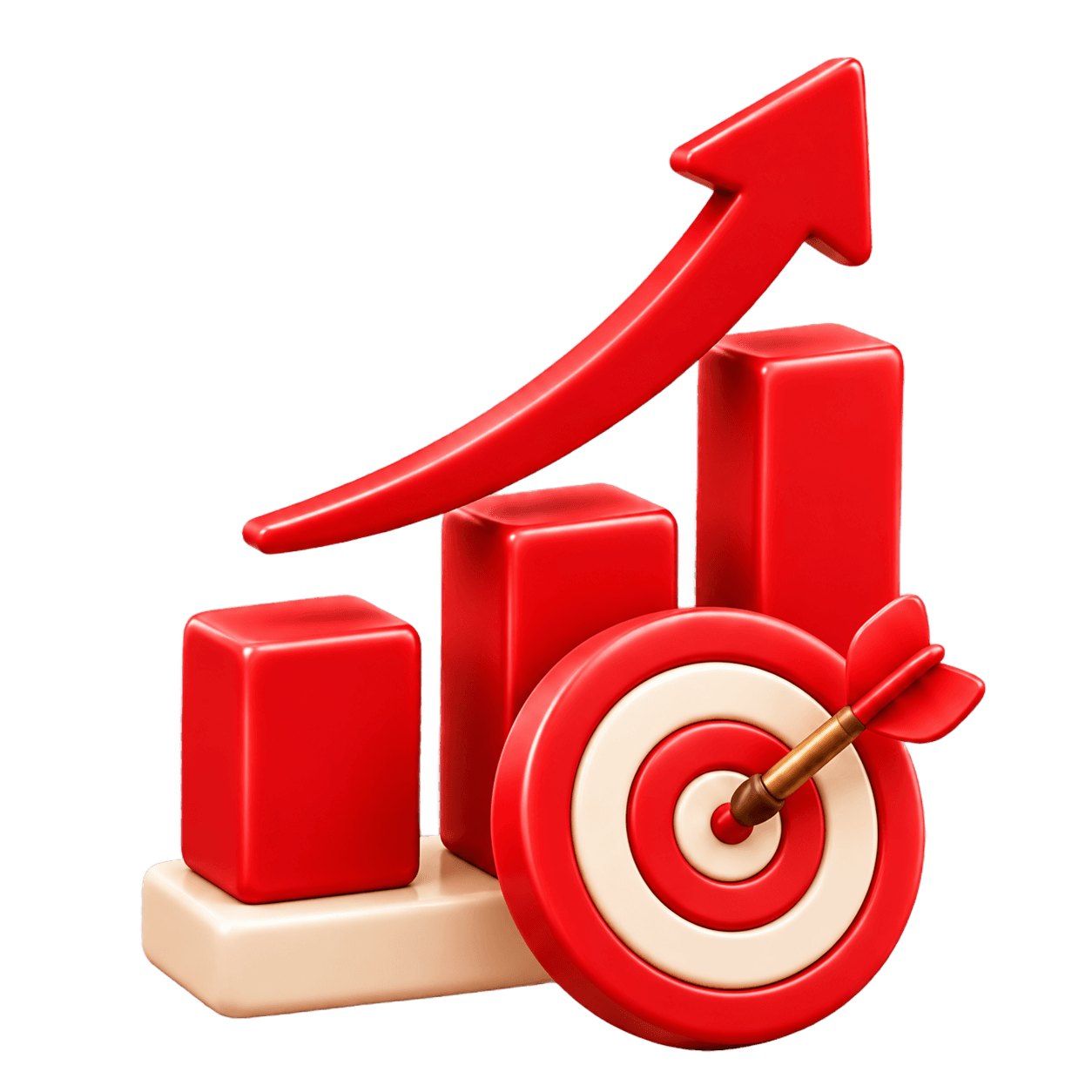 Rising bar graph with a target, for performance marketing and analytics