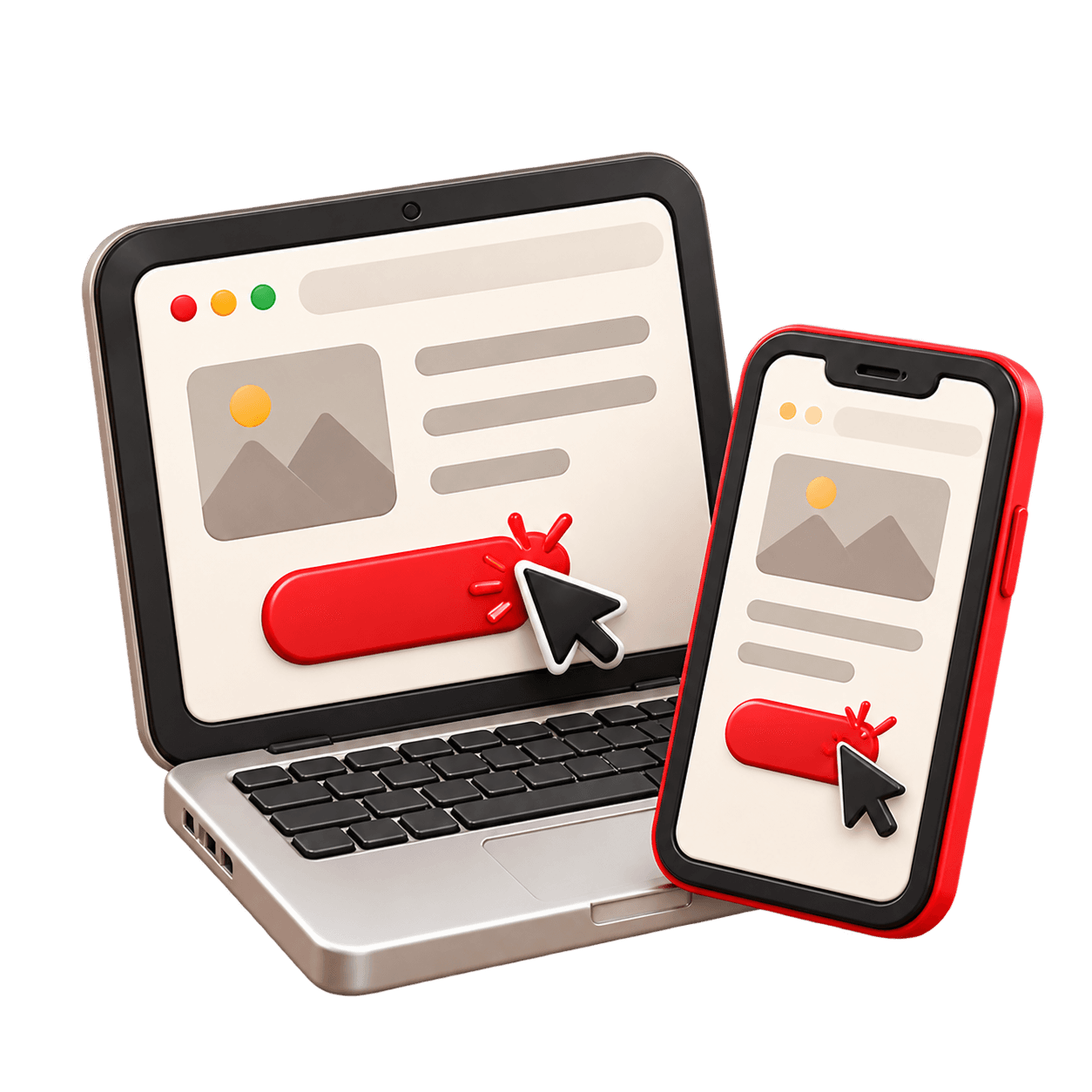 Laptop and phone showing a website, for website and digital presence