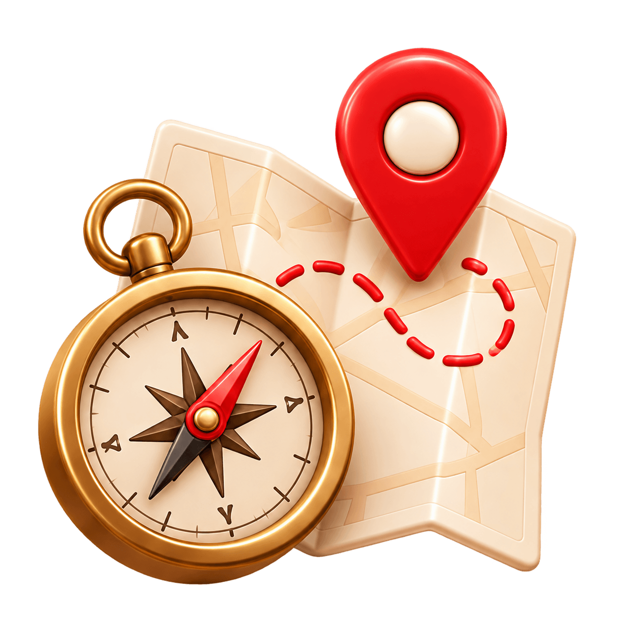 Map with a location pin and a compass, for marketing strategy